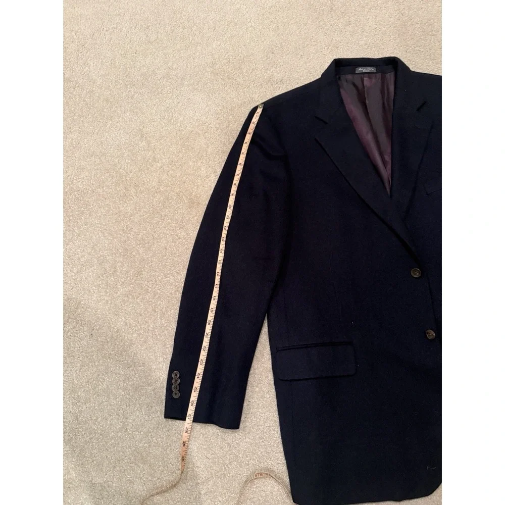 Silverstone Perlis Blazer 48L Loro Piana 100% Camel Hair‎ Navy Sport Coat Jacket